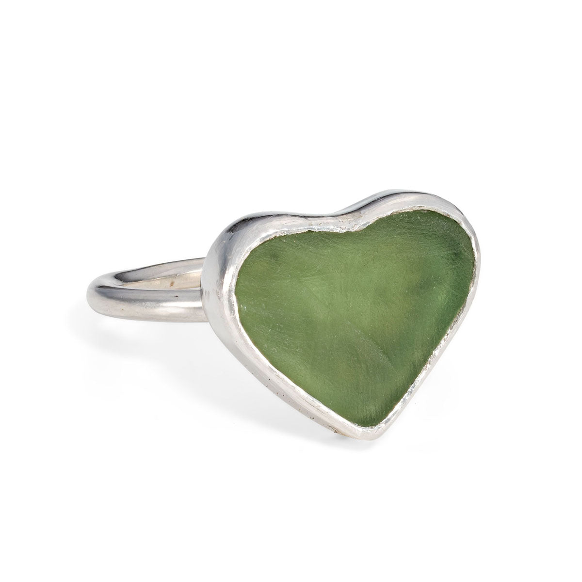 Green sea glass ring