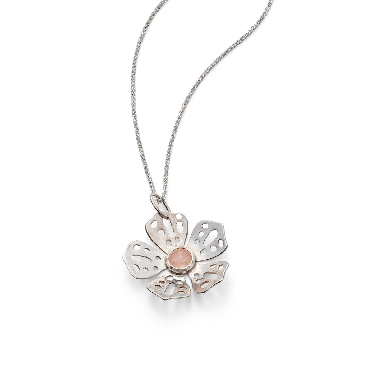 Sterling silver rose quartz pendant