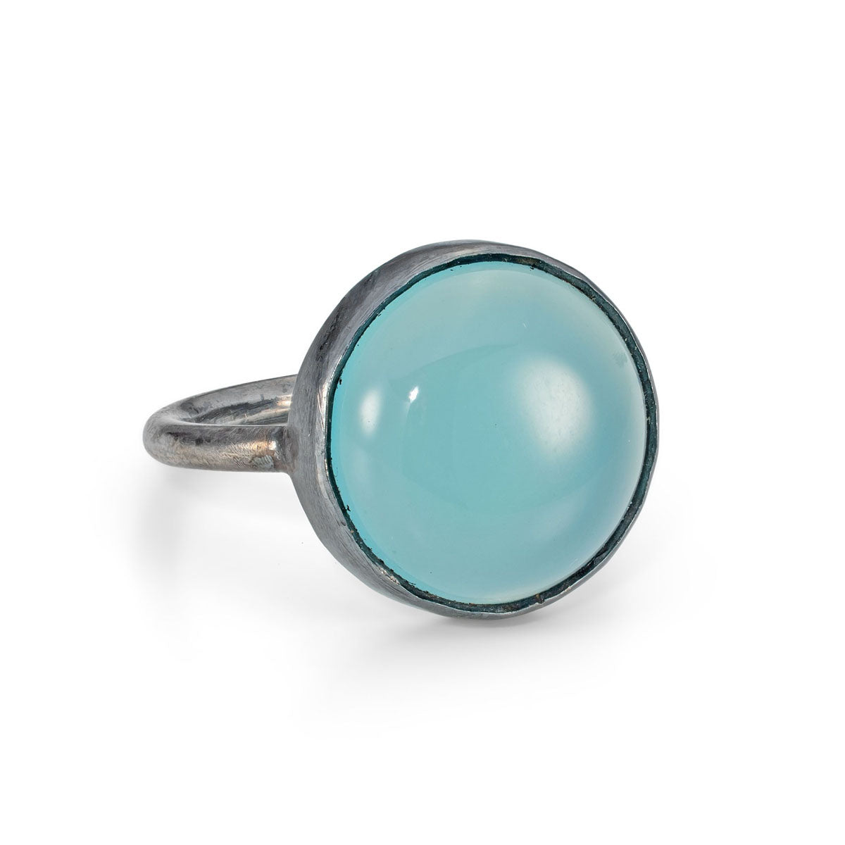 Silver and chalcedony oxidised ring