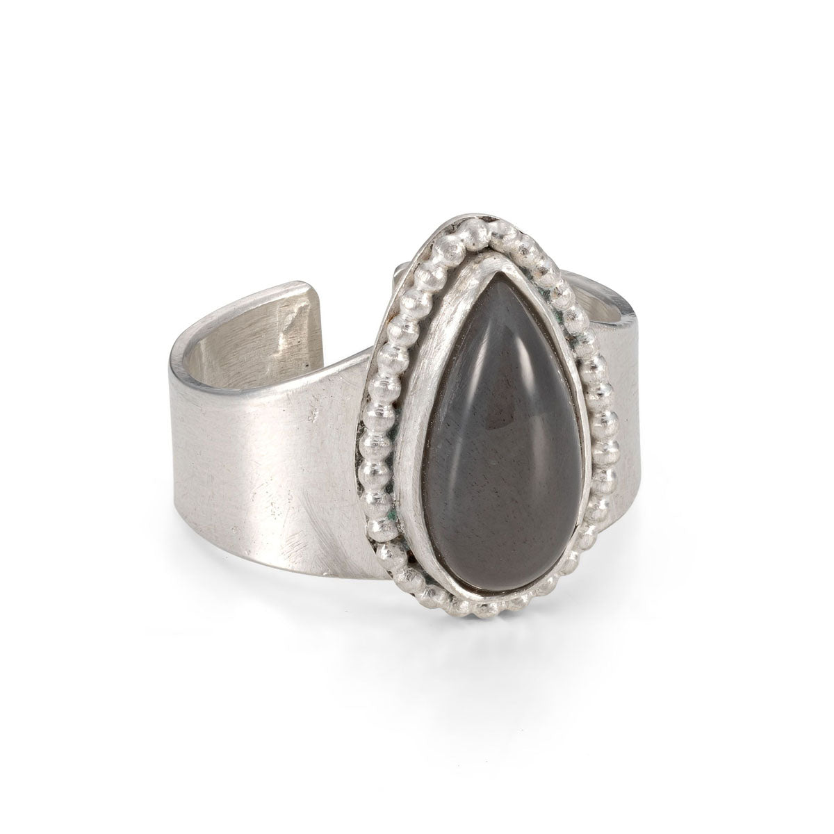 Silver and Grey moonstone ring