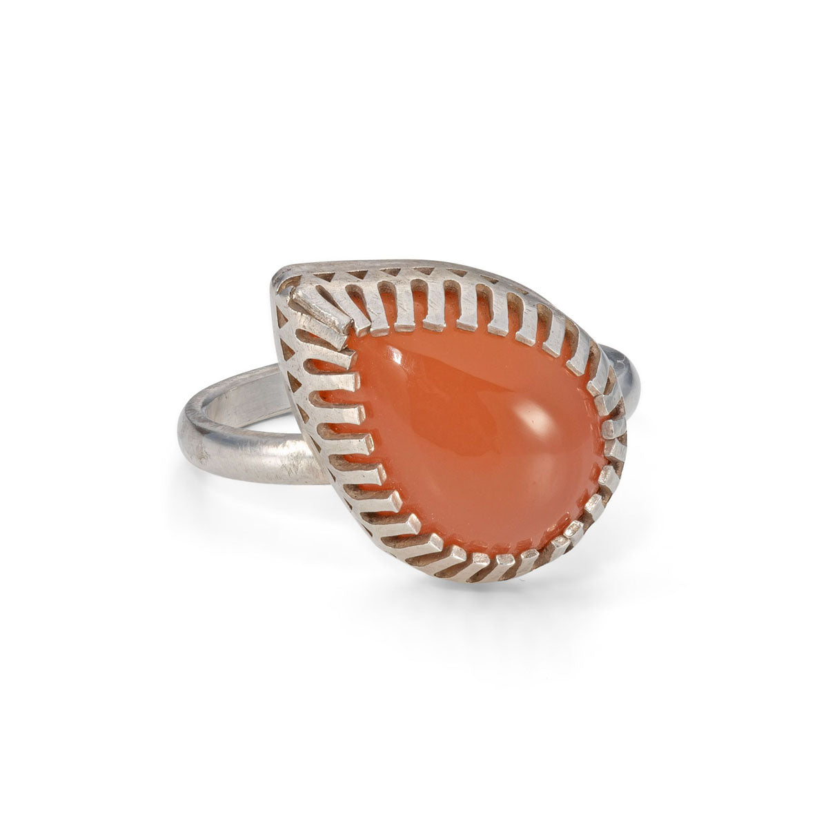 Silver & Peach moonstone ring