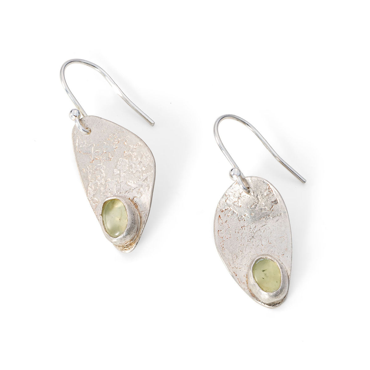 Silver and prehnite earrings