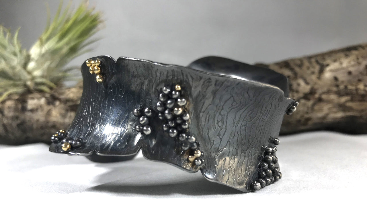 Organic silver & 22 carat gold cuff